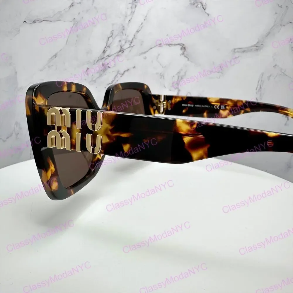 New MIU MIU Sunglasses Brown Square Gold Full Rim 56mm MIU MIU